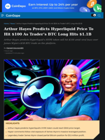 Arthur Hayes Predicts Hyperliquid Price To Hit $100, HYPE Reacts