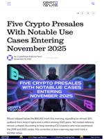 Five Crypto Presales With Notable Use Cases Entering November 2025
