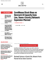CoreWeave Stock Rises as Denmark AI Capacity Goes Live