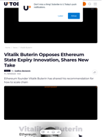 Vitalik Buterin Opposes Ethereum State Expiry Innovation, Shares New Take - U.Today