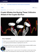 Crypto Whales Are Buying These 3 Altcoins Ahead of the Crypto Bull Run