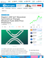 Ripple's XRP $27 Moonshot: Symmetrical Triangle Breakout Fuels Wild Price Predictions ⋆ ZyCrypto