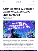 XRP Nears $3, Polygon Gains 9%, BlockDAG Hits $0.0013