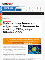 Solana may have an edge over Ethereum in staking ETFs, says Bitwise CEO - The Crypto News Wire