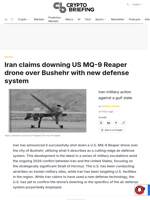 Iran claims downing US MQ-9 Reaper drone over Bushehr with new defense system