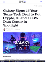 Galaxy Signs 15-Year Texas Tech Deal to Put Crypto, AI and 1.6GW Data Center in Spotlight