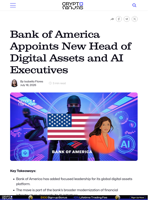 Bank of America Appoints New Head of Digital Assets and AI Executives