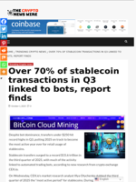Over 70% of stablecoin transactions in Q3 linked to bots, report finds - The Crypto News Wire