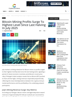 Bitcoin Mining Profits Surge to Highest Level Since Last Halving in July 2025 - CryptoCoin.News