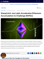 SharpLink’s Joe Lubin Accelerates Ethereum Accumulation to Challenge BitMine