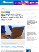 Alkemya Metacore Secures $50M in Tokenized Equity to Power Its Nickel Energy and Security Push
