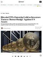 Bitcoin ETFs Outstrip Gold as Investors Turn to ‘Better Hedge’ Against US Assets - Decrypt