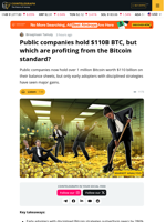 Bitcoin Treasuries: Winners, Losers and $110B At Stake