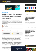 HYPE Price Rises 15% Following NYSE Plan to Bring Hyperliquid Perps to the US