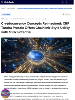 Cryptocurrency Concepts Reimagined: XRP Tundra Presale Offers Chainlink-Style Utility with 100x Potential