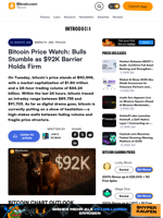 Bitcoin Price Watch: Bulls Stumble as $92K Barrier Holds Firm – Markets and Prices Bitcoin News