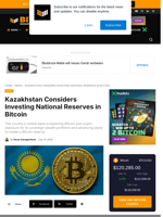 Kazakhstan Considers Investing National Reserves In Bitcoin