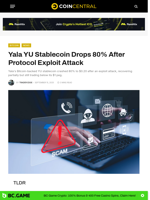 Yala YU Stablecoin Drops 80% After Protocol Exploit Attack - CoinCentral