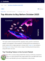 Top Altcoins to Buy Before October 2025 