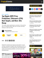 Top Ripple (XRP) Price Predictions, Ethereum's (ETH) Next Targets, and More: Bits Recap