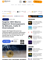 Sygnia CEO Warns Against Overexposure to Bitcoin, Calls It Overvalued – Crypto News Bitcoin News