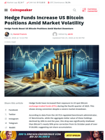 Hedge Funds Increase US Bitcoin Positions Amid Market Volatility - Coinspeaker