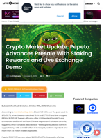Crypto Market Update: Pepeto Advances Presale With Staking Rewards and Live Exchange Demo | Live Bitcoin News