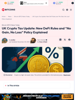 UK Crypto Tax Update: New DeFi Rules and “No Gain, No Loss” Policy Explained