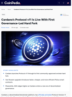 Cardano Protocol v11 Is Live With First Governance-Led Hard Fork