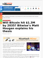 Will Bitcoin hit $1.3M by 2035? Bitwise’s Matt Hougan explains his thesis - The Crypto News Wire