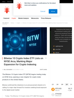 Bitwise 10 Crypto Index ETF Lists on NYSE Arca, Marking Major....
