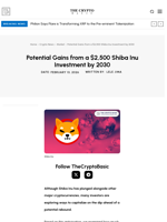 Potential Gains from a $2,500 Shiba Inu Investment by 2030