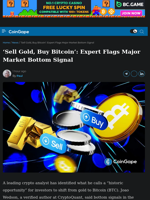 ‘Sell Gold, Buy Bitcoin’: Expert Flags Major Market Bottom Signal