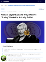 Michael Saylor Explains Why Bitcoin’s “Boring” Market Is Actually Bullish