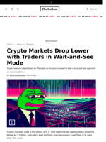 Crypto Markets Drop Lower with Traders in Wait-and-See Mode - 