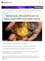 Bitcoin leads rally amid Fed rate cut hopes, major ETFs boost crypto outlook - CoinJournal