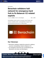 Berachain validators halt network for emergency hard fork to fix Balancer V2-related exploits