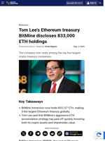 Tom Lee's Ethereum treasury BitMine discloses 833,000 ETH holdings