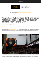 ‘Share Your Belief’: Xapo Bank and Aston Villa Invite Fans to Stitch Their Passion Into the Fabric of the Club