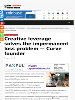Creative leverage solves the impermanent loss problem — Curve founder - The Crypto News Wire
