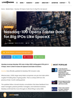 Nasdaq-100 Opens Faster Door for Big IPOs Like SpaceX | Live Bitcoin News