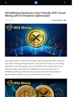 WOAMining Introduces User-Friendly XRP Cloud Mining with AI-Powered Optimization - Visionary Financial
