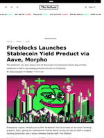 Fireblocks Launches Stablecoin Yield Product via Aave, Morpho   - 