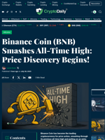 Binance Coin (BNB) Smashes All-Time High: Price Discovery Begins! - Crypto Daily