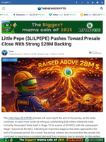 Little Pepe ($LILPEPE) Pushes Toward Presale Close With Strong $28M Backing