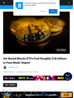 US-Based Bitcoin ETFs Post Roughly $1B Inflows In Past Week: Report | Bitcoinist.com