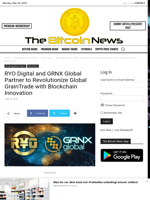 RYO Digital and GRNX Global Partner to Revolutionize Global GrainTrade with Blockchain Innovation - The Bitcoin News