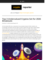 Top 3 Undervalued Cryptos Set for 2026 Breakouts