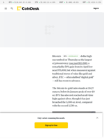 As King Dollar Falls, BTC Price Marches Toward Highs Against Gold, Silver