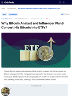Why Bitcoin Analyst and Influencer PlanB Convert His Bitcoin Into ETFs?